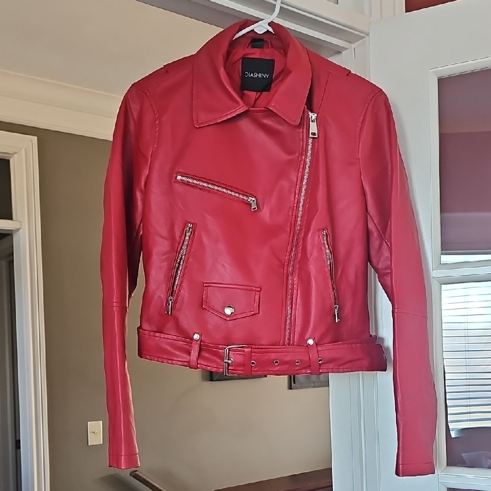 Women's Bold Red Leather Jacket